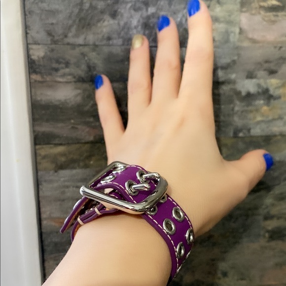 Coach Purple Grommet Leather Bracelet - Picture 4 of 10